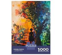 Rompecabezas De 1000 Piezas Para Adultos, Regalos Silhouette of A Woman in A Colorful Forest Rompecabezas Para Adultos, Juguetes Antiestrés, Desafío Educativo De Carrera De Velocidad Manual 52x38cm/10