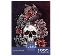 Rompecabezas De 1000 Piezas para Adultos, Regalos Skull with Crow Filigree Rompecabezas para Adultos, Juguetes Antiestrés, Decoración del Hogar, Desafío Educativo 70x50cm/1000pcs