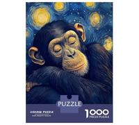 Rompecabezas De 1000 Piezas para Adultos, Regalos Sleeping Chimpanzee in Starry Night Style Rompecabezas para Adultos, Juguetes Antiestrés, Decoración del Hogar, Desafío Educativo 38x26cm/1000pcs