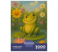 Rompecabezas De 1000 Piezas para Adultos, Regalos Smiling Frog on Lily Pad Painting Rompecabezas para Adultos, Juegos Familiares, Desafío Educativo De Ensamblaje De Patrones 52x38cm/1000pcs