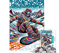 Rompecabezas de 1000 Piezas para Adultos Regalos Snowboard WPAP Pop Art Rompecabezas para Adultos Juegos Familiares Carrera de Velocidad Manual desafío Educativo (tamaño 50x75cm)