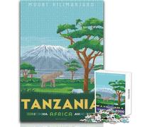 Rompecabezas de 1000 Piezas para Adultos, Regalos, Tanzania, Kilimanjaro, impresión, Juegos educativos, Actividades Familiares, Regalos de cumpleaños, tamaño 38x26cm