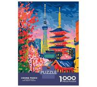 Rompecabezas De 1000 Piezas para Adultos, Regalos Tokyo Cityscape with Tower and Pagoda Rompecabezas para Adultos, Juguetes Antiestrés, Decoración del Hogar, Desafío Educativo 70x50cm/1000pcs