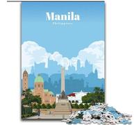 Rompecabezas de 1000 Piezas para Adultos, Regalos, Viaje a Manila, Juguetes educativos, decoración única para el hogar y Regalos para Mayores de 14 años (26x38cm) 1000 Piezas