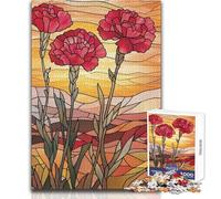 Rompecabezas de 1000 Piezas para Adultos, Regalos, vidrieras, claveles, Juegos educativos, Actividades Familiares, Regalos de cumpleaños, tamaño 38x26cm