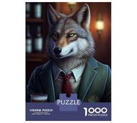 Rompecabezas De 1000 Piezas para Adultos, Regalos Wolf Barkeeper Suit Animal Rompecabezas para Adultos, Juegos Familiares, Desafío Educativo De Ensamblaje De Patrones 70x50cm/1000pcs