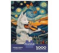 Rompecabezas De 1000 Piezas para Adultos, Regalos Wolf Playing Violin Rompecabezas para Adultos, Juego De Ingenio, Alivio del Estrés, Gran Regalo para Jugar 52x38cm/1000pcs