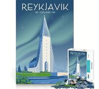 Rompecabezas de 1000 Piezas para Adultos,Reikiavik,Islandia,Viaje,Corte Premium,Divertido,Estimulante Cerebral,Juego Relajante, Tranquilo (38x52cm)