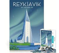 Rompecabezas de 1000 Piezas para Adultos,Reikiavik,Islandia,Viaje,Juego de Bordes Afilados,Juego de Habilidad Mental,Juego de Entretenimiento Tranquilo, (50x75cm)