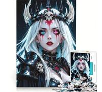 Rompecabezas de 1000 Piezas para Adultos: Reina Oscura de Anime con Corona, Juego práctico, Entrena tu Cerebro y Tus Manos, Cada Pieza es única 38x26cm