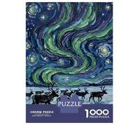 Rompecabezas De 1000 Piezas para Adultos Reindeer Under The Northern Lights Rompecabezas para Adultos Juguetes Antiestrés para La Diversión Familiar Regalos De Cumpleaños Y Únicos 70x50cm/1000pcs