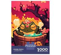 Rompecabezas De 1000 Piezas Para Adultos Relaxing Frog in Onsen, Cherry Blossom Bath Rompecabezas Para Adultos Juegos Divertidos Una Obra De Arte Oferta Como Regalos Para Toda La Familia 38x26cm/1000p