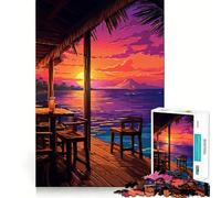 Rompecabezas de 1000 Piezas para Adultos,Restaurante de Hawái,píxeles,Bordes Afilados,Juego de Habilidad Mental,Divertido y Tranquilo, (50x75cm)