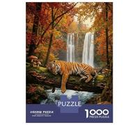 Rompecabezas De 1000 Piezas para Adultos Resting Tiger by Waterfall in Autumn Rompecabezas para Adultos Juego Familiar Difícil Difícil Y Desafiante 38x26cm/1000pcs