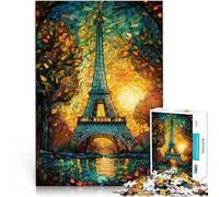 Rompecabezas de 1000 Piezas para Adultos Resumen de la Torre Eiffel Madera，Apto para Mayores de 14 años. Juguetes educativos de Aprendizaje Juegos Familiares Una Obra de Arte。