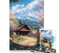 Rompecabezas de 1000 Piezas para Adultos Retiro en Flor de Cerezo Juguete de Arte de Corte Exacto,Juego de estimulación cognitiva,Juego de relajación,Regalo de Arte navideño (38x52cm)