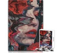 Rompecabezas de 1000 Piezas para Adultos, Retrato Abstracto con Flores, Juego Educativo, Actividades Familiares, Regalos de Amigo Secreto, tamaño 38x26cm