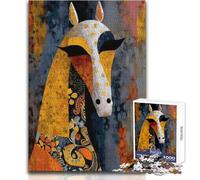 Rompecabezas de 1000 Piezas para Adultos, Retrato Abstracto de Caballo con Motivos Florales, Juego Educativo, Actividades Familiares, Regalos de Amigo Secreto, tamaño 38x26cm