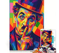Rompecabezas de 1000 Piezas para Adultos: Retrato Colorido de Charlie Chaplin Estilo Pop Art Juguete Educativo Ideal para la interacción Entre Padres e Hijos Perfecto como Regalo para Toda la Familia