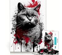 Rompecabezas de 1000 Piezas para Adultos,Retrato de British Shorthair,decoración,Ejercicio Cerebral,Juguete para un Momento de diversión en el cumpleaños (38x26cm)