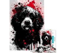 Rompecabezas de 1000 Piezas para Adultos Retrato de caniche en Tinta Rompecabezas para Adolescentes Juego Familiar Carrera de Velocidad Manual interacción Entre Padres e Hijos (tamaño 38x52cm)