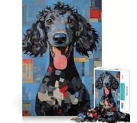 Rompecabezas de 1000 Piezas para Adultos Retrato de caniche Negro,Piezas de Corte Limpio,Actividad Cerebral Inteligente,diversión para Momentos de Calma,Regalo artístico de cumpleaños 38x26cm