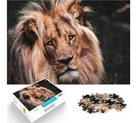 Rompecabezas de 1000 Piezas para Adultos Retrato de Cara de león de Animales Hecho de Madera para Mayores de 14 años Juego de Juguete Intelectual Juego Educativo para cumpleaños y Navidad.