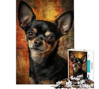Rompecabezas de 1000 Piezas para Adultos Retrato de Chihuahua con Orejas levantadas y Ojos Grandes Juego Educativo Juguetes didácticos Ideas de Regalos Corte de precisión (tamaño 75x50cm)