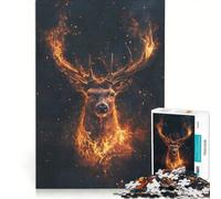 Rompecabezas de 1000 Piezas para Adultos: Retrato de Ciervo ardiente, Juegos Divertidos, interacción Entre Padres e Hijos, Cada Pieza es única 50x75cm