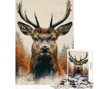 Rompecabezas de 1000 Piezas para Adultos Retrato de Ciervo majestuoso en el Bosque otoñal Juguete Educativo Regalo para Mujeres y Hombres Juego práctico colección de Artistas Bellas Artes 38x26cm