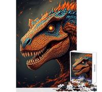 Rompecabezas de 1000 Piezas para Adultos Retrato de Dinosaurio ardiente Rompecabezas de 1000 Piezas Juego Imposible Regalo Ideal para cumpleaños Un desafío difícil (50x75cm)