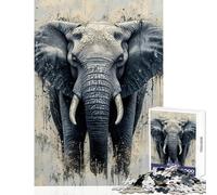 Rompecabezas de 1000 Piezas para Adultos Retrato de Elefante con Fondo Abstracto Juego práctico para Mejorar la Memoria y Combatir el estrés Ideal para la interacción Entre Padres e Hijos (52x38cm)