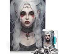 Rompecabezas de 1000 Piezas para Adultos: Retrato de Elfo fantástico con lágrimas de Sangre Juego práctico Que Mejora la Memoria Toda la Familia 38x26cm