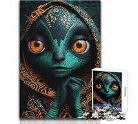 Rompecabezas de 1000 Piezas para Adultos, Retrato de Extraterrestre con Patrones Tribales, Juego Educativo, Actividades Familiares, Regalos de Amigo Secreto, tamaño 38x52cm