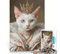 Rompecabezas de 1000 Piezas para Adultos,Retrato de Gata Reina,decoración Limpia y en Forma,Juguete para ejercitar el Cerebro,Juego Acogedor,diversión de cumpleaños (50x75cm)