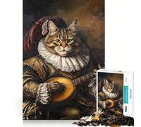 Rompecabezas de 1000 Piezas para Adultos Retrato de Gato músico,Arte de Borde Premium,Rompecabezas,Regalo,Juego Casual,Actividad de cumpleaños (50x75cm)