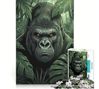 Rompecabezas de 1000 Piezas para Adultos Retrato de Gorila en la Jungla Juegos Familiares, Divertidos y con Humor Un Juego de desafío único 38x26cm