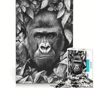 Rompecabezas de 1000 Piezas para Adultos Retrato de Gorila en la Selva, Juego Imposible, análisis y lógica, fortalece el Amor Entre Parejas 38x52cm