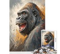 Rompecabezas de 1000 Piezas para Adultos Retrato de Gorila Sonriente decoración del hogar Juguetes Regalo de cumpleaños Juego práctico Actividades Divertidas en casa tamaño 38x52cm