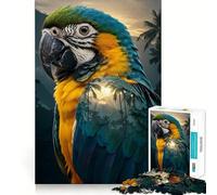 Rompecabezas de 1000 Piezas para Adultos,Retrato de Guacamayo Azul y Dorado,decoración de Ajuste Limpio,diversión para el Cerebro,Juego Acogedor,Regalo Festivo de Ocio 50x75cm