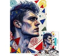 Rompecabezas de 1000 Piezas para Adultos Retrato de Hombre con Formas geométricas Rompecabezas para Adolescentes Vacaciones en casa Matar el Tiempo Lista de Deseos con Papá Noel Regalo de cumpleaños