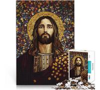 Rompecabezas de 1000 Piezas para Adultos Retrato de Jesucristo al Estilo Gustav Hecho de Papel,para Mayores de 14 años Juguetes educativos Ofrecido como Regalo para Toda la Familia.。tamaño:38x52cm