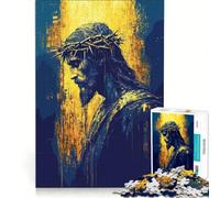 Rompecabezas de 1000 Piezas para Adultos Retrato de Jesucristo con Corona de Espinas, Juego Imposible, análisis y lógica, fortalece el Amor Entre Parejas 38x52cm