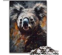 Rompecabezas de 1000 Piezas para Adultos, Retrato de Koala al óleo, Hecho de Madera, Padres, Amantes y Amigos Edades 14+ 50x75cm para Juego Interactivo Familiar