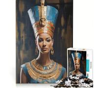 Rompecabezas de 1000 Piezas para Adultos Retrato de la Reina egipcia Nefertiti Juego Imposible Actividades Divertidas para Hacer en casa Ideal para Decorar el Escritorio 38x52cm