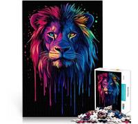 Rompecabezas de 1000 Piezas para Adultos Retrato de león arcoíris en Estilo Pop Art Juego Intelectual Decoración del hogar 75x50cm