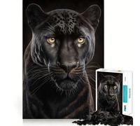 Rompecabezas de 1000 Piezas para Adultos,Retrato de Leopardo Negro,Ajuste, Juego de ingenio,Regalo,Tiempo de Juego Relajante,Juego Divertido de cumpleaños 38x26cm