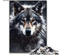 Rompecabezas de 1000 Piezas para Adultos,Retrato de Lobo a la carbonilla,Rompecabezas difíciles para Adultos,tamaño 50x75cm,diversión para la Noche de Juegos en Familia,Obra de Arte Decorativa DIY
