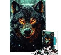 Rompecabezas de 1000 Piezas para Adultos Retrato de Lobo ardiente Rompecabezas para Adolescentes Juego Familiar decoración del hogar difícil y desafiante (tamaño 38x52cm)