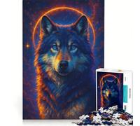Rompecabezas de 1000 Piezas para Adultos: Retrato de Lobo Celestial, Juego Imposible, Ideal para Pasar el Tiempo en casa, Regalo de cumpleaños o para viajeros 38x26cm